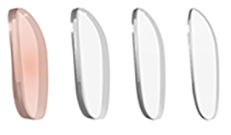 Side view of a 1.56 index basic lens profile showing a thicker edge