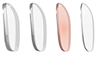 Side view of a 1.67 high-index lens profile showing reduced edge thickness