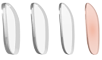 Side view of a 1.74 high-index lens profile showing the thinnest edge