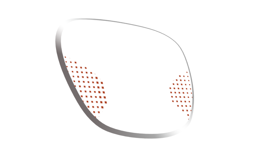 Front view of a progressive lens diagram showing multifocal zones without visible lines