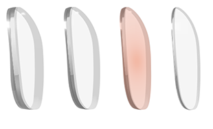 Side view of a 1.67 high-index lens profile showing reduced edge thickness