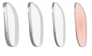 Side view of a 1.74 high-index lens profile showing the thinnest edge