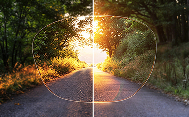 Our polarized lenses reducing glare and enhancing contrast outdoors