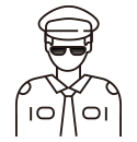 An icon of a security guard on patrol