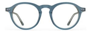 Front view of Breuer blue round eyeglasses from Vediview