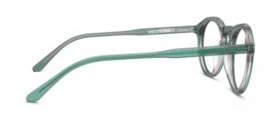 Side view of Breuer blue-green round eyeglasses from Vediview