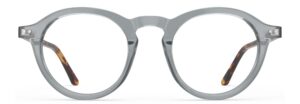 Front view of Breuer grey round eyeglasses from Vediview
