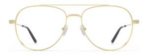 Front view of Dali gold aviator eyeglasses from Vediview