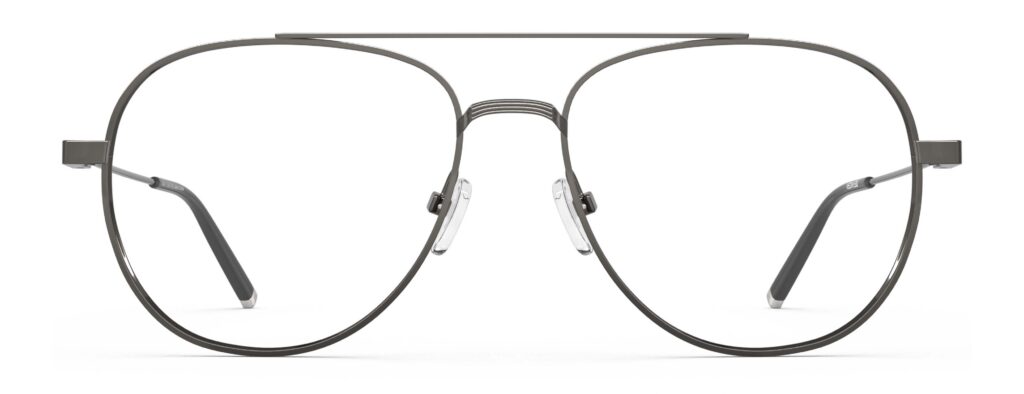 Front view of Dali gun aviator eyeglasses from Vediview