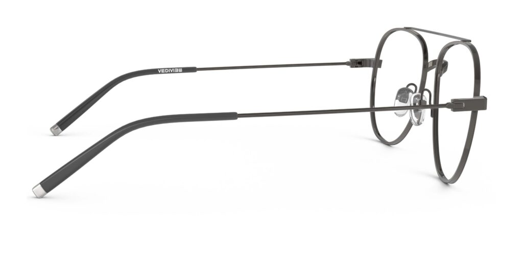 Side view of Dali gun aviator eyeglasses from Vediview