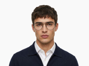 Man model wearing Dali black metal eyeglasses from Vediview