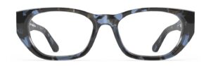 Front view of Lillian blue-tortoise rectangle eyeglasses from Vediview