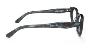 Side view of Lillian blue-tortoise rectangle eyeglasses from Vediview
