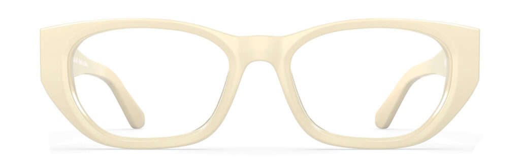 Front view of Lillian cream rectangle eyeglasses from Vediview