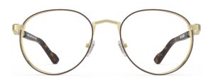 Front view of Morse gold round eyeglasses from Vediview