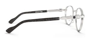 Side view of Morse silver round eyeglasses from Vediview