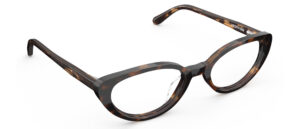 Angled view of Murasaki tortoise cat-eye eyeglasses from Vediview