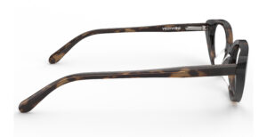 Side view of Murasaki tortoise cat-eye eyeglasses from Vediview