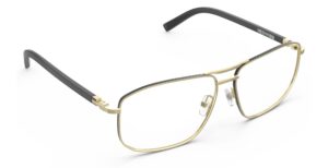 Angled view of Wharton gold aviator eyeglasses from Vediview