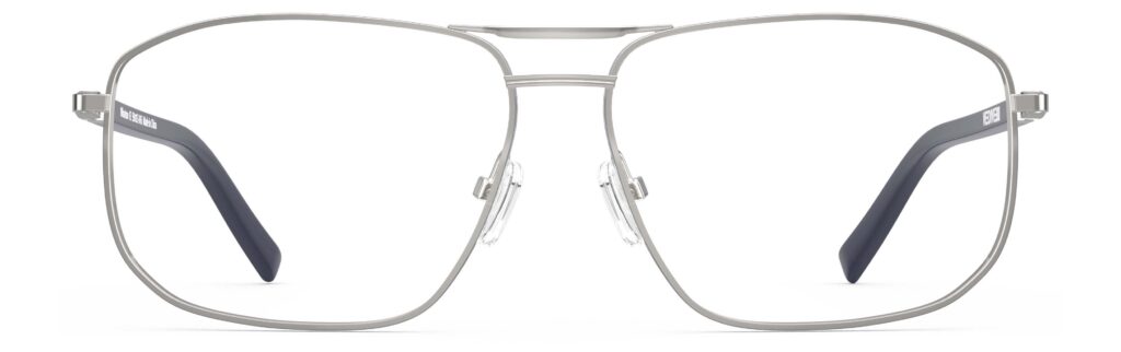 Front view of Wharton silver-dark blue aviator eyeglasses from Vediview