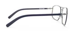 Side view of Wharton silver-dark blue aviator eyeglasses from Vediview