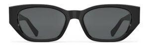 Front view of Achebe black geometric sunglasses with grey polarized lenses from Vediview