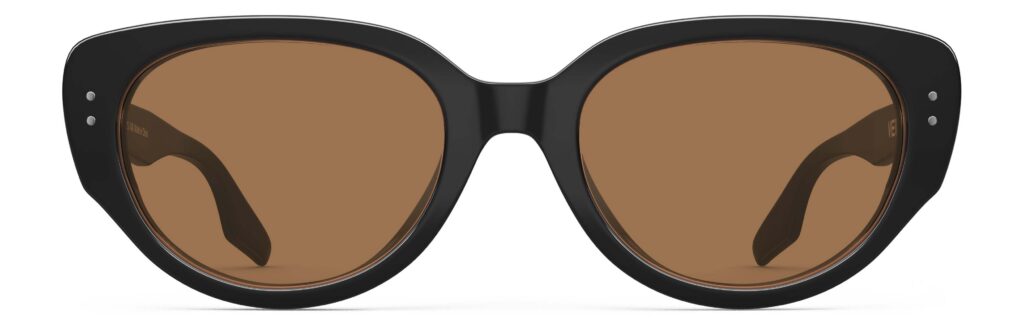 Front view of Brancusi black cat-eye sunglasses with brown polarized lenses from Vediview