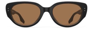 Front view of Brancusi black cat-eye sunglasses with brown polarized lenses from Vediview