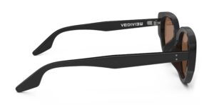 Side view of Brancusi black cat-eye sunglasses with brown polarized lenses from Vediview