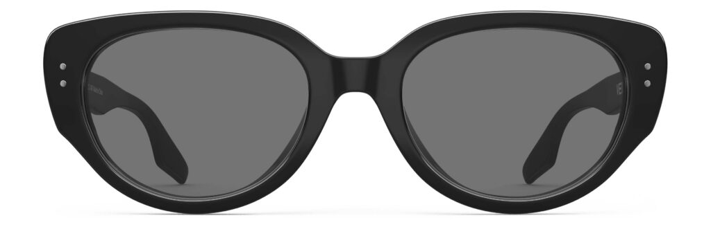 Front view of Brancusi black cat-eye sunglasses with grey polarized lenses from Vediview