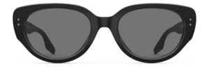 Front view of Brancusi black cat-eye sunglasses with grey polarized lenses from Vediview