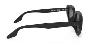 Side view of Brancusi black cat-eye sunglasses with grey polarized lenses from Vediview