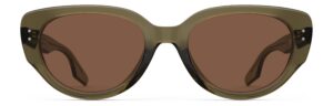 Front view of Brancusi green cat-eye sunglasses with brown polarized lenses from Vediview