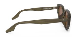 Side view of Brancusi green cat-eye sunglasses with brown polarized lenses from Vediview