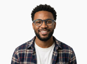 Man model wearing Breuer blue acetate eyeglasses from Vediview