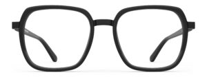 Front view of Calder black square eyeglasses from Vediview