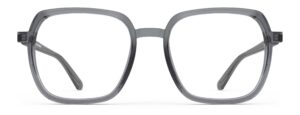 Front view of Calder dark grey square eyeglasses from Vediview