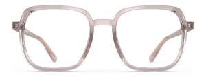 Front view of Calder pink square eyeglasses from Vediview