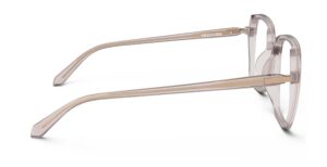 Side view of Calder pink square eyeglasses from Vediview