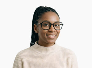 Woman model wearing Calder black TR90 eyeglasses from Vediview