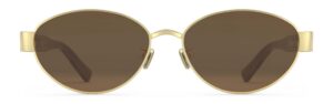 Front view of Klimt gold oval sunglasses with brown polarized lenses from Vediview
