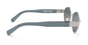 Side view of Klimt silver oval sunglasses with grey polarized lenses from Vediview