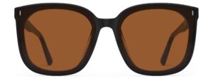 Front view of Neutra black square sunglasses with orange lenses from Vediview