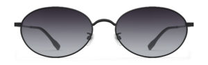 Front view of Alva black oval sunglasses with purple gradient polarized lenses from Vediview
