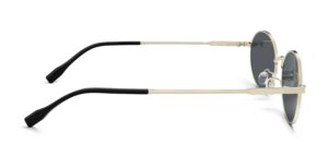 Side view of Alva gold oval sunglasses with grey polarized lenses from Vediview