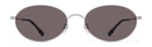 Front view of Alva silver oval sunglasses with brown polarized lenses from Vediview