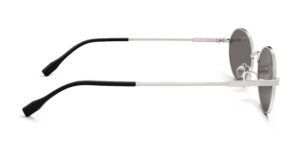 Side view of Alva silver oval sunglasses with brown polarized lenses from Vediview