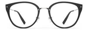 Front view of Angelou black cat eye eyeglasses from Vediview