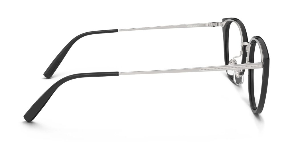 Side view of Angelou black cat eye eyeglasses from Vediview