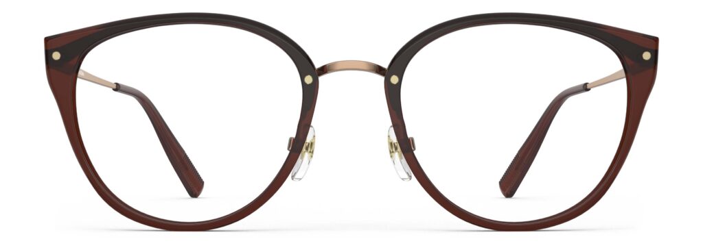 Front view of Angelou brown cat eye eyeglasses from Vediview